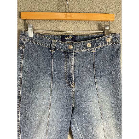 Womens Angels Raw Hem Bermuda Denim Shorts Blue Size 14 High Rise Stretch - Picture 2 of 9